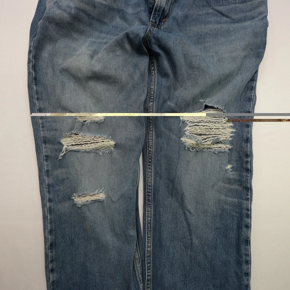 Levis 502 34X30 (35X28) Mens Thigh Distressed Straight Jeans Casual Ripped Pants